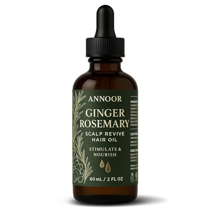 Annoor Ginger Rosemary Hair Oil 2 Fl Oz | Nourish, Strengthen, Shine, and Revitalize for Healthy Hair Growth and Scalp Renewal