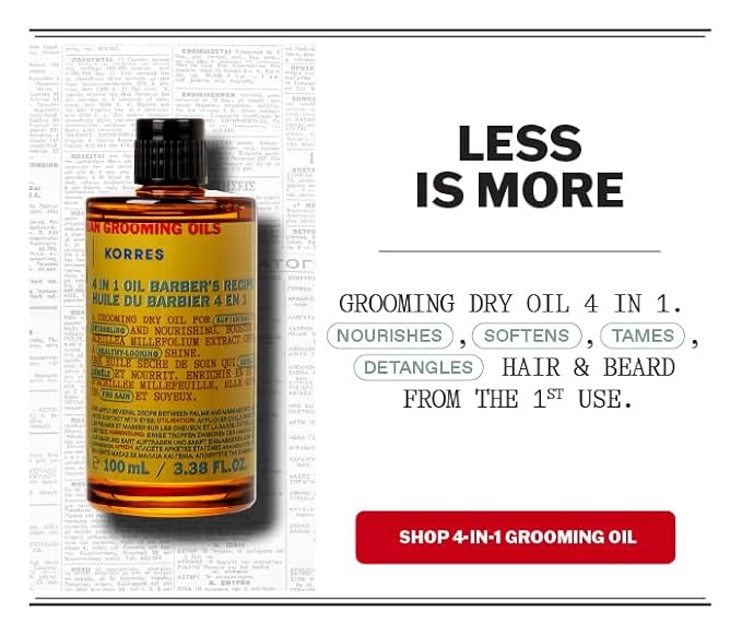 KORRES Athenian Grooming 4-in-1 Men’s Care Oil, Vegan Dry Oil, 3.38 Fl Oz