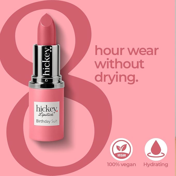 Hickey Lipstick Refill - Birthday Suit (Best Nude) - Hydrating Formula with Jojoba Oil, Long Lasting Velvet Finish Formula - Vegan & Gluten-Free
