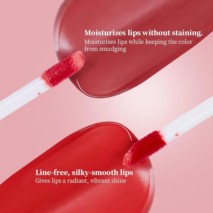 VaaKav Glossy Lip Stain – Hydrating Tinted Lip Oil Stain with High-Shine Gloss Finish, Non-Sticky Moisturizing Lip Tint, Long-Lasting Stain for Soft & Plump Lips(02 PEACH BANG)