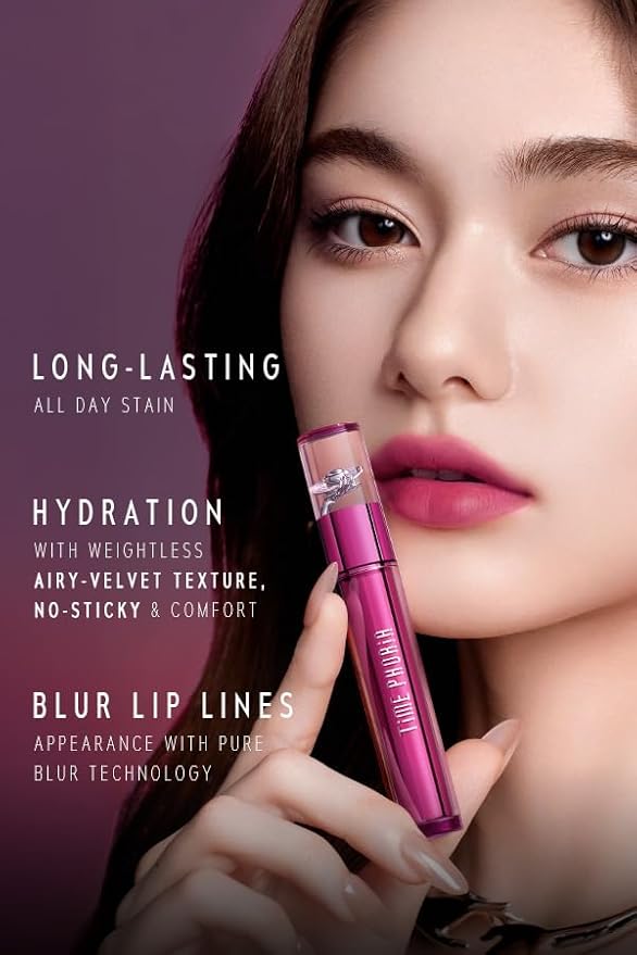 TIMEPHORIA Altera Blurring Tint Lip Stain 001 Flux, Brownish Red Glossy to Soft Matte Finish, Blur Lip Lines, Weightless No-Sticky Airy Velvet Texture, Vibrant Hydrating Long-Lasting Lip Makeup