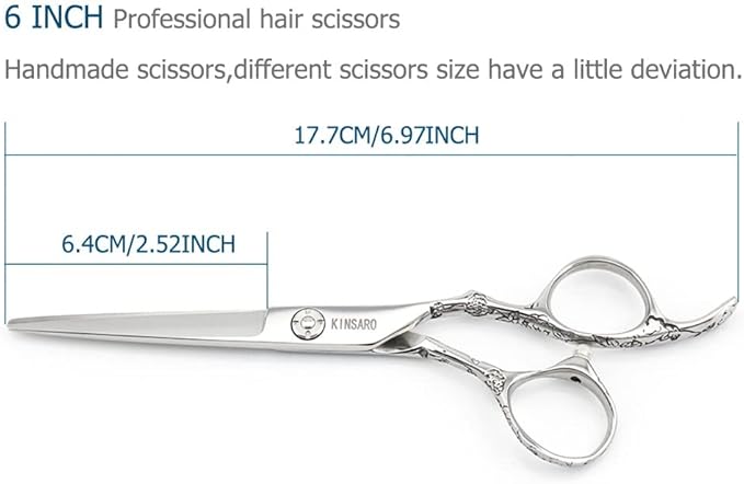 KINSARO 6 In Professional Hair Cutting Scissors, Rose Handle