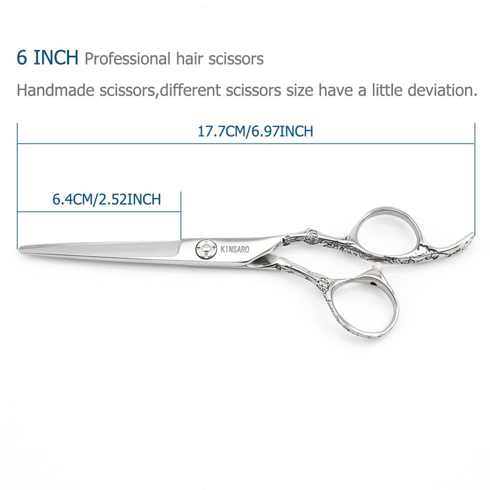 KINSARO 6 In Professional Hair Cutting Scissors, Rose Handle