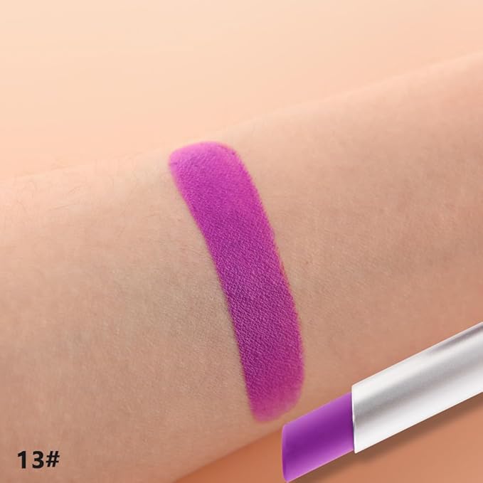 Magenta Purple Red Cream Matte Lipstick Stick 13#, Longwear Full Coverage Velvet Lip Color, Waterproof Multi-Use Lip & Cheek Makeup for Party & Daily Wear, Labial con color mate para uso diario
