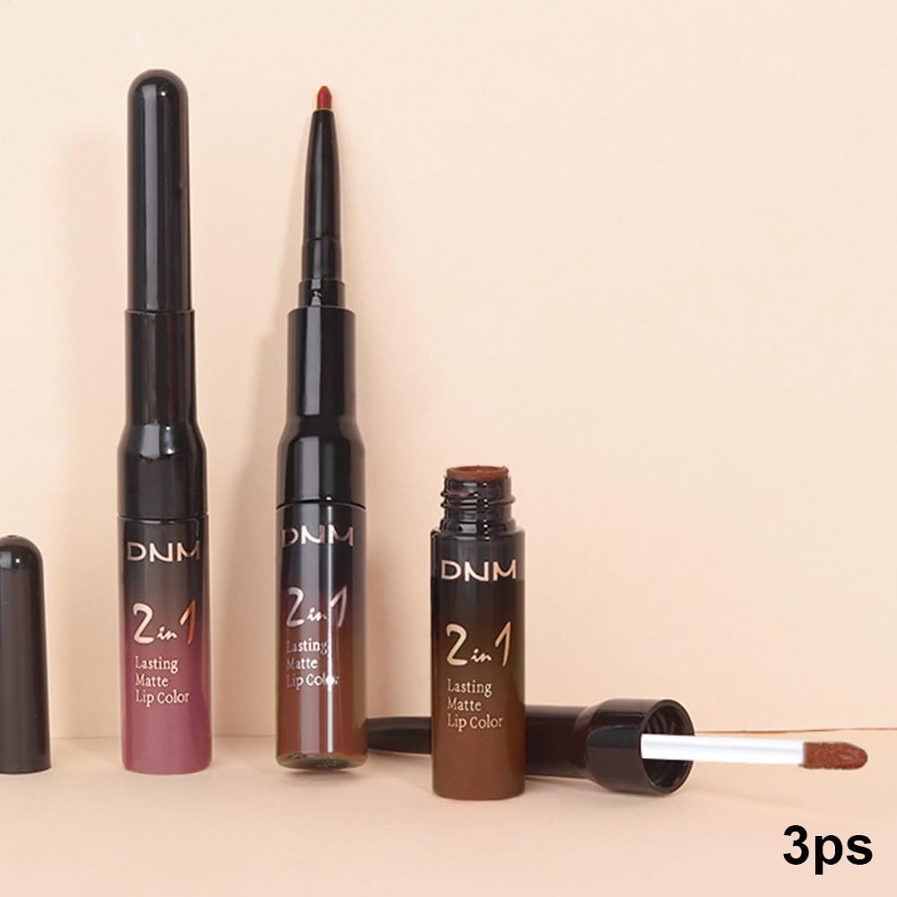 IATMOMOD 3Pcs 2 in 1 Pale Neutral True Nude Matte Lip Liner and Liquid Lipstick Stain Makeup Set for women, Long Lasting Smudge Proof Lip Tint Matte Finish Lip Gloss for All-Day Color Hold, Set30