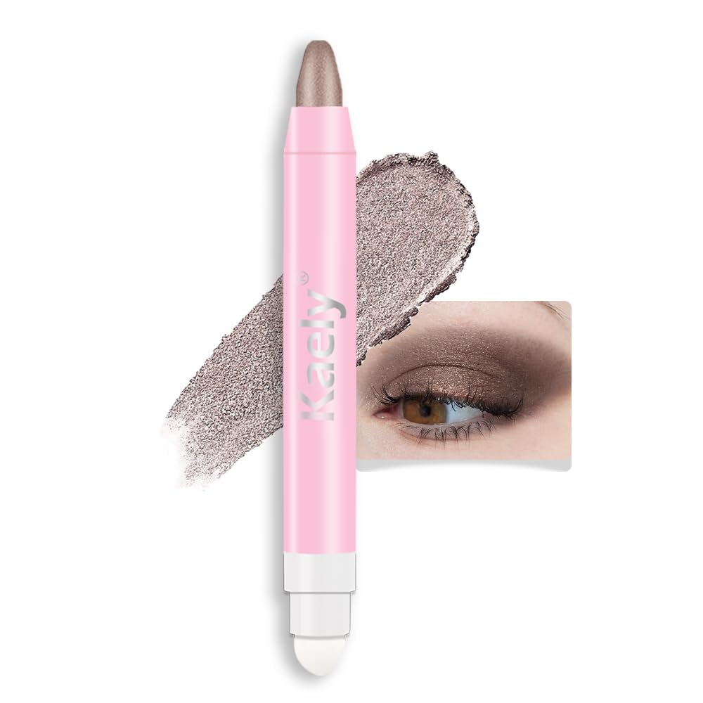 Kaely 2in1 Cream Eye Shadow Brightener Sticks for Eyes, Pencil Eyeshadow Applicator Stick Waterproof Pigmented, Eye Shadow Palette Highlighter Makeup, sombras para ojos, 37 Rose Gold Shimmer