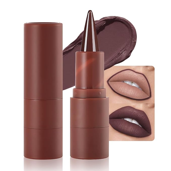 Deep Matte Crayon Lip Liner Lipstick Makeup, Precision Tip Matte Lip Crayon, Longwear Up To 24Hrs,Matt Lip Liner Make Up Smudge-Proof Lip Contour Waterproof for Women (Coffee Bean, Regular)
