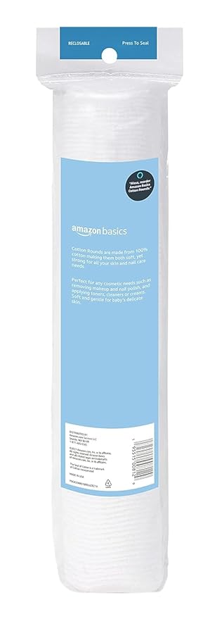 Hypoallergenic 100% Cotton Rounds for Makeup Remover and Skincare, All Skin Types, 600 Count, 6 Packs of 100 Count