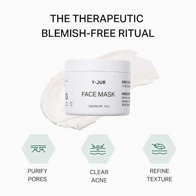 Y’OUR Purifying Detox Face Mask: Blackhead, Whitehead & Pore Remover; Anti-Acne & Pimple Care; Cleansing & Exfoliating; With Salicylic Acid & Bentonite Clay Mud Mask