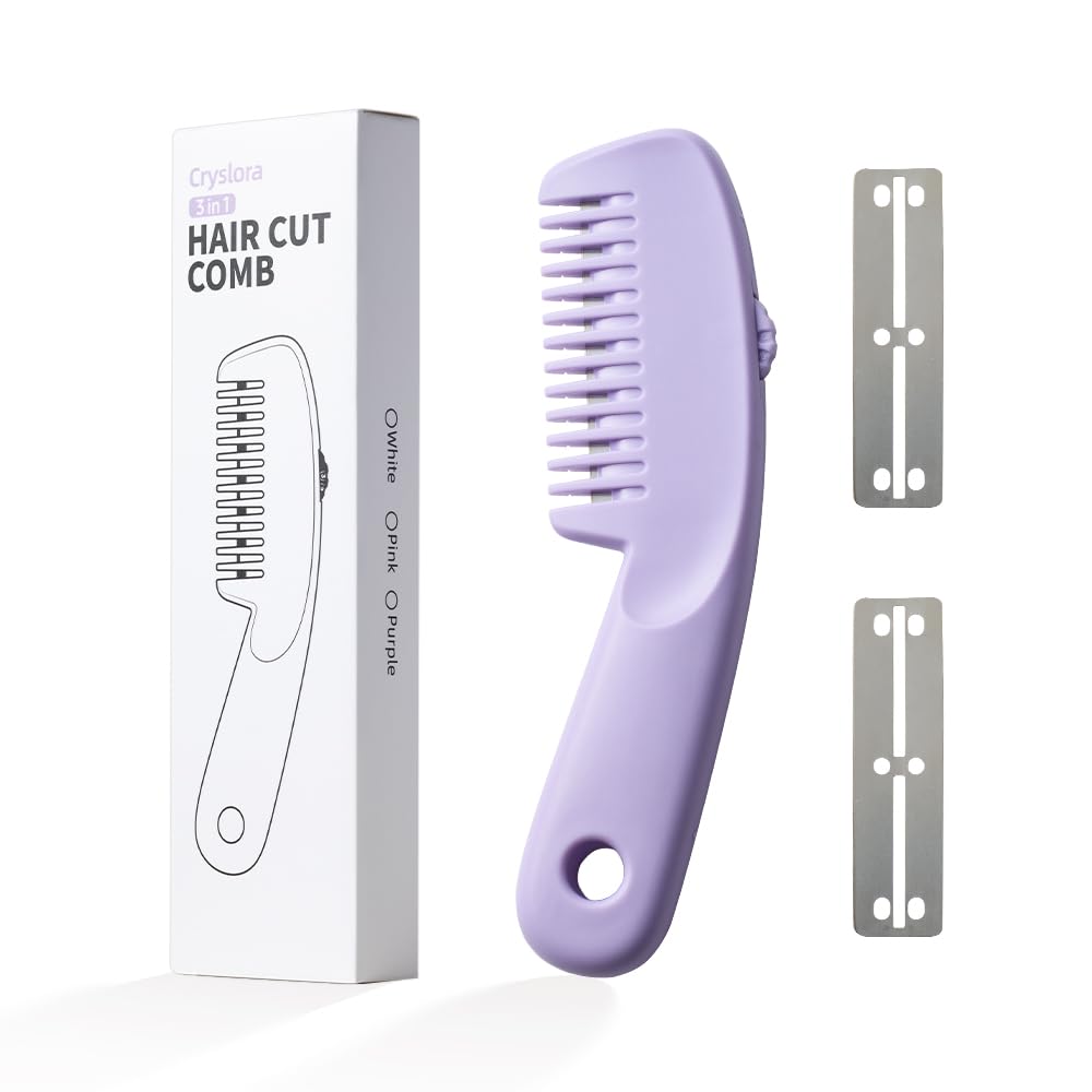 Cryslora Hair Razor Comb, Hair Thining Trimmer, Homeuse Cutting and Styling Comb (Purple)