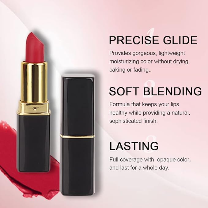 evpct 3Pcs Dark Bright Ruby Berry Red Matte Lipstick Set for Older Women
