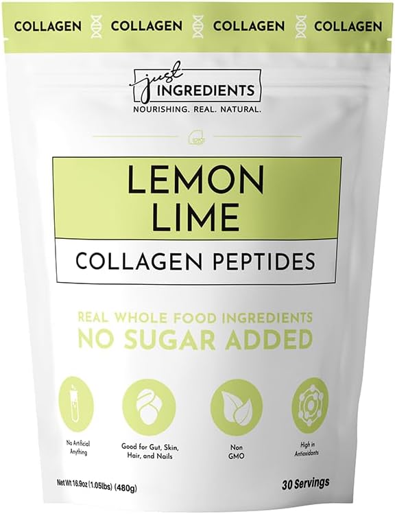 JUST INGREDIENTS Lemon Lime Collagen Peptides - Joint Support - 30 Servings