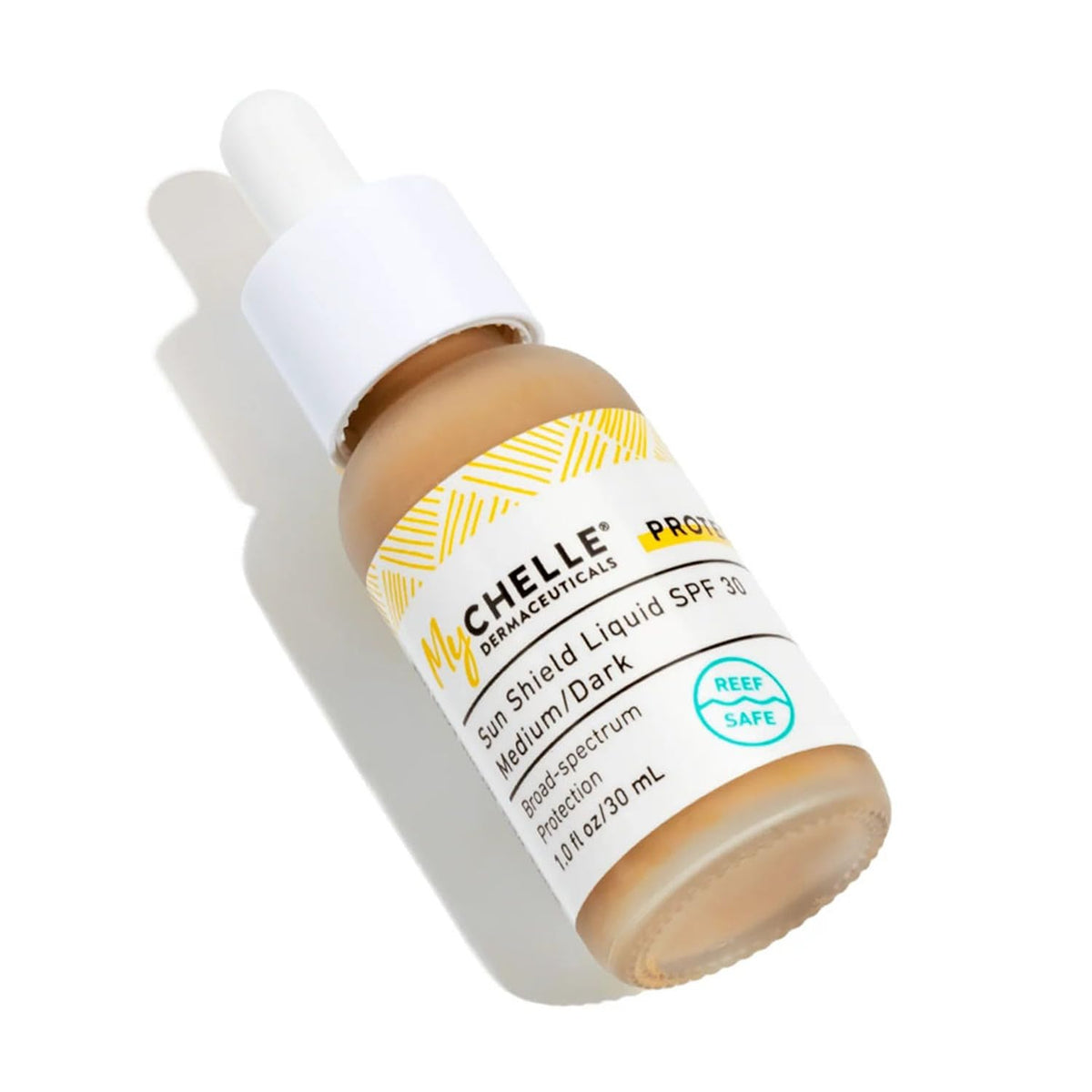 MyChelle Dermaceuticals, Sun Shield Liquid SPF 30 Medium/Dark (1 Fl Oz) - Tinted Sunscreen for All Skin With Oil-Absorbing Bentonite Clay - Use as Sheer Foundation or Makeup Primer for Matte Finish