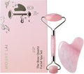 Mount Lai - The Rose Quartz Facial Spa Set | Rose Quartz Face Roller and Gua Sha Set | Gua Sha Tools to Relieve Muscle Tension and Reduce Puffiness | Anti aging skin care sets for women