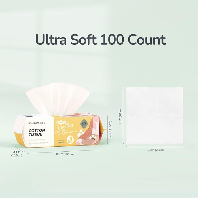 Disposable Face Towel 300 Count, 7.9"X7.9"Clean Face Towelettes for Washing Face, 100% Cotton Soft Dry Wipe, Biodegradable Face Towels & Facial Tissuel Travel Size for Cleaning, Makeup Removal