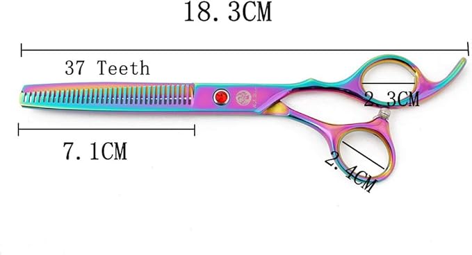 Purple Dragon 7" Dog Grooming Scissors Set with Rhinestone Accent - Rainbow