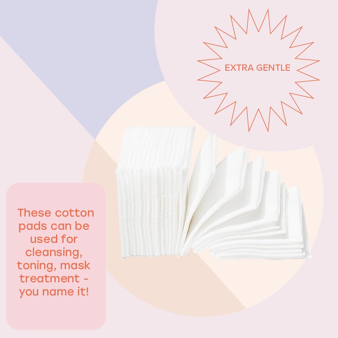 White Rabbit – Naked Cotton Classic – Premium 100% Cotton Pads for Toner Use, Makeup Remover, and Masks | Unbleached, Lint-Free, Extra Soft | Korean Skin Care Product (200 Count)