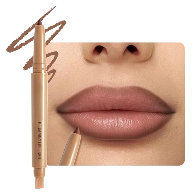JUAAZIN Saddle Brown Matte Lip Liner Pencil, Plump Lip Liners Long-Lasting Creamy Formula, With Silicone Smudger for Define Contours & Sculpting Lip, Waterproof Non-Staining Crayon Lip Liner 07#