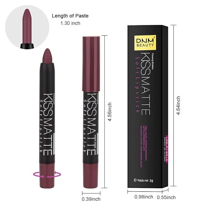 evpct 1Pcs Tan Maroon Matte Lipstick and Lip Crayon Liner Pencil Set for Women Lip Stain Long Lasting Waterproof labiales mate magicos 24 horas originales pintalabios permanente 24 horas 03
