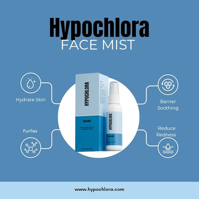 Hypochlora Hypochlorous Acid Face Mist – Gentle Facial Spray for Hydration & Soothing, Alcohol-Free Daily Skincare Refreshing Mist, Sensitive Skin Safe, 4 fl oz