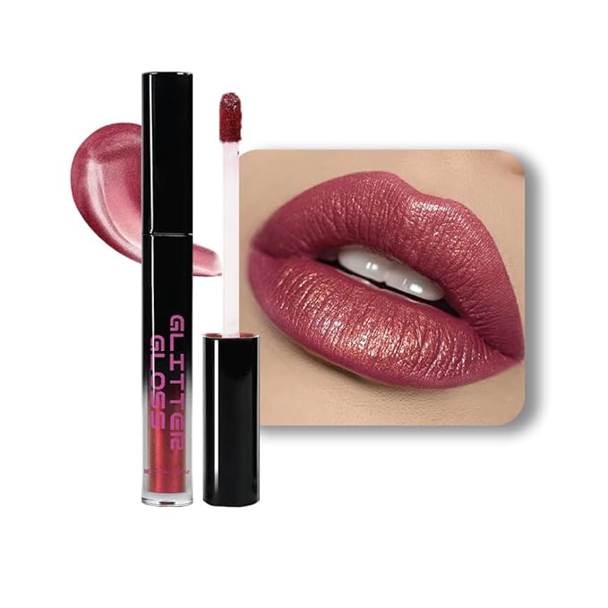 CAKAILA Red Purple Metallic Lipstick for Women,Glitter Sparkling Liquid Lipstick,Long Lasting Waterproof Lightweight Comfortable Non-Drying Bold Dark Lip Gloss for Gothic Stage Makeup,Vegan