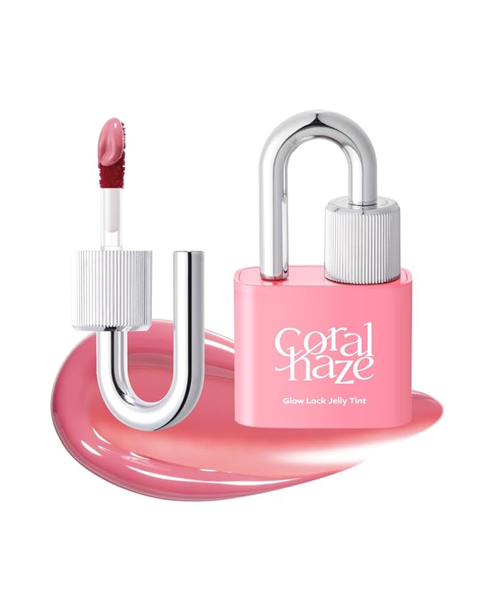 CORALHAZE Glow Lock Jelly Tint 101 Chou, Hydrating Water Glow Lip Stain, Non-Sticky Juicy Gloss, Long Lasting Glass Shine & Dewy Finish, Lightweight Moisturizing Lip Care, Korean Makeup