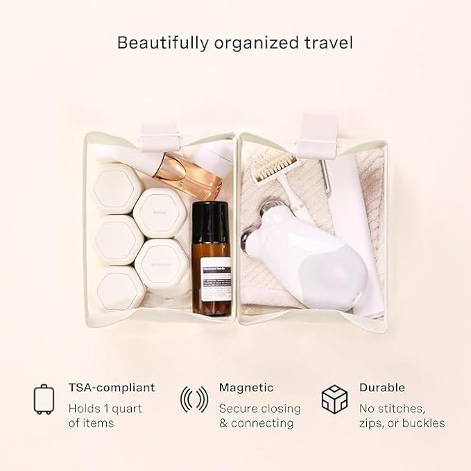 Cadence Parcel - Clear Travel Kit with Zipperless Magnetic Closure - Pebble, Extra Large - Durable, Leak-Resistant and TSA Approved Toiletry Bag - Modular Organization - Recycled TPU (4 Qt)