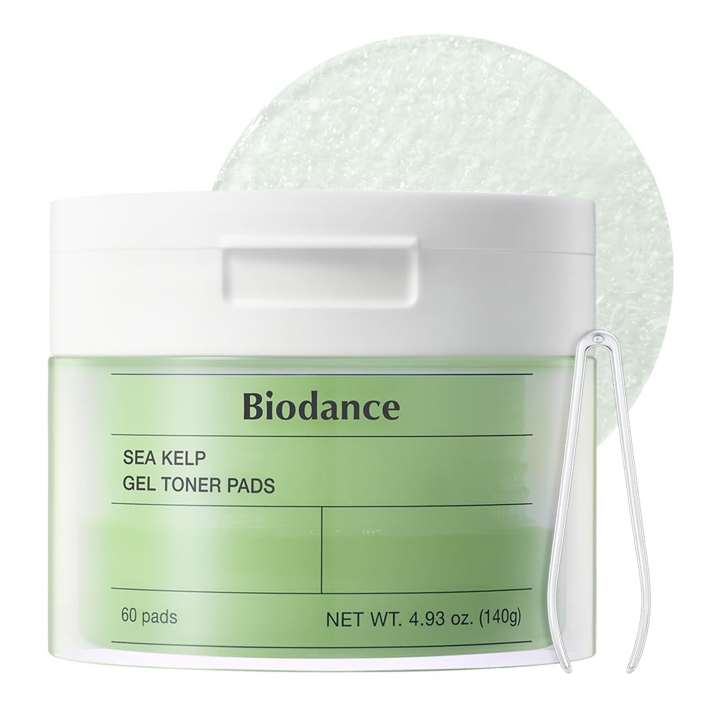 Biodance Sea Kelp Gel Toner Pads, Calming Toner Pads for Sensitive Skin, Oil & Sebum Control, Refreshing Blemish Care, Pre-Soaked Pads, Korean Skin Care 60 Pads