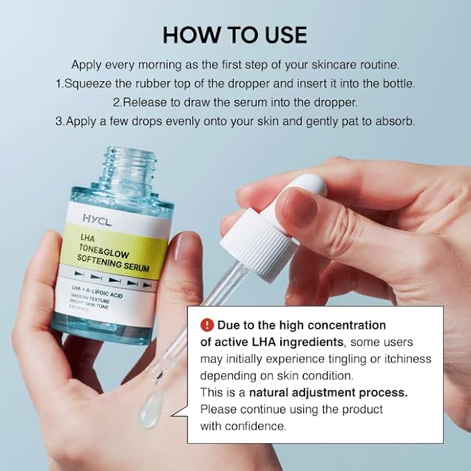 HYCL LHA Tone&Glow Activating Serum (1.01 fl oz), Gentle Daily Exfoliating Face Serum for Smooth Texture & Radiant Skin, Brightens & Refines Pores with LHA Pearlpicul & Alpha Lipoic Acid, K-Beauty
