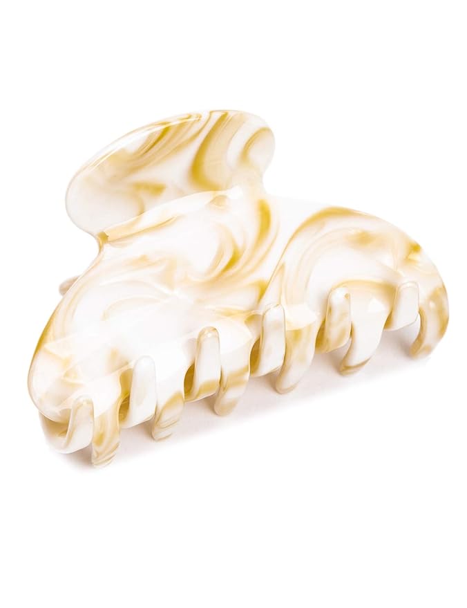 Prettyou Handmade Celluloid Acetate French Design Barrettes Tortoise Shell Claws Hair Claw Luxury Fashion Accessories Hair Clip for Women (jade white)