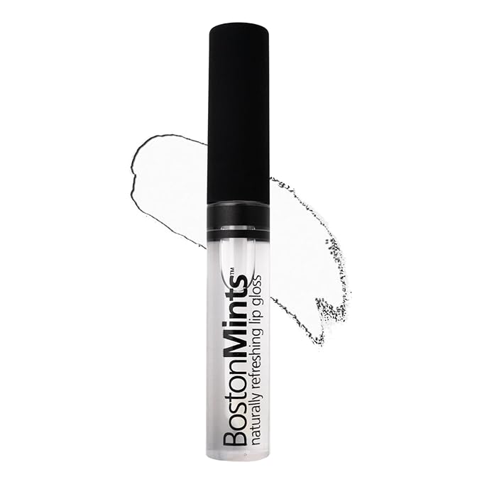 Boston Mints Plump & Shine Lip Duo Set - Plum Island Lip Gloss (.25oz) and Lip Plumper Southie Pout (.25oz) - Naturally Refreshing Vegan Lip Gloss