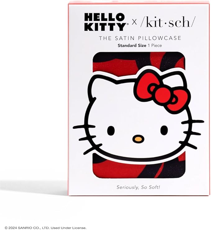 Kitsch x Hello Kitty Satin Pillowcase - Size 19x26, Sea of Bows