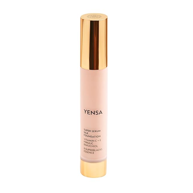 YENSA Super Serum Silk Foundation - Hydrating, Full Coverage Foundation with Vitamin C & Bakuchiol Oil - Blurs Imperfections & Evens Skin Tone - Korean Skin Care Makeup - Fair 1 (1 oz)