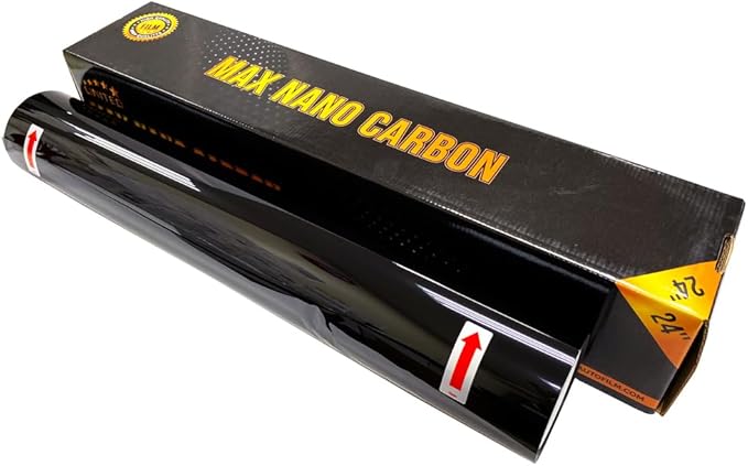 United Window Tint Car Film 20" in x 25'Ft MAX Nano Carbon Film 2Ply 5% VLT - Clear Polyester Privacy Window Tint Blocks UV/IR Rays, Heat & Glare- Laminate Adhesive with Lifetime Color Stability…