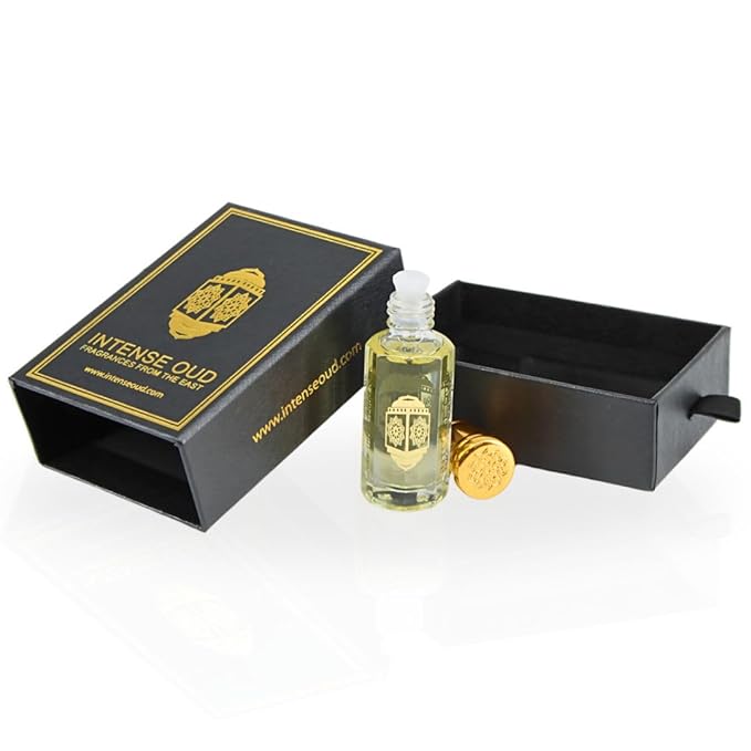 INTENSE OUD Rouje Long Lasting Arabian Perfume Oils for Women 12ML (0.40 OZ) Fragrance Oil with Red Fruits, Saffron & Woody Notes - Luxury Concentrated Perfume Oil & Valentines Day Gift With Black Box