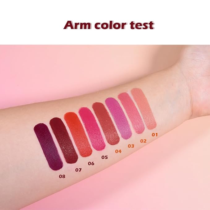 IATMOMOD 4Pcs Matte Lipstick Set for Women, Hot Pink Orange Red Maroon Plum Purple Vegan Lip Bar, Long Lasting Waterproof Transfer-Proof 24H Moisturizing All-Day Lip Color SetA02#