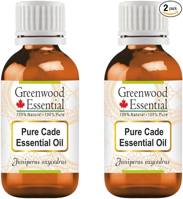 Greenwood Essential Cade Essential Oil (Juniperus oxycedrus) Pure | Non-Sticky | Non-Greasy | Lightweight | Men & Women | All Skin Types | Steam Distilled 30ml X 2 (2 oz)
