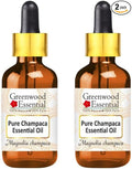 Greenwood Essential Champaca Essential Oil (Magnolia champaca) with Glass Dropper | Pure | Non-Sticky | Non-Greasy | Lightweight | Men & Women | All Skin Types | Steam Distilled 5ml X 2 (0.33 oz)
