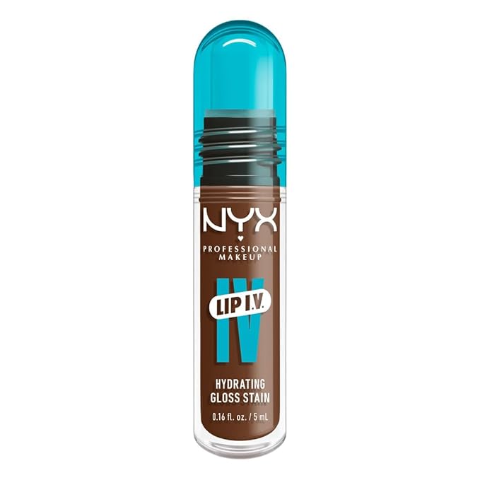 NYX PROFESSIONAL MAKEUP Lip IV Hydrating Glossy Lip Stain, Long-Lasting, Tinted, Vegan Formula with 12 HR Hydration - Splash N Spice (Brown)