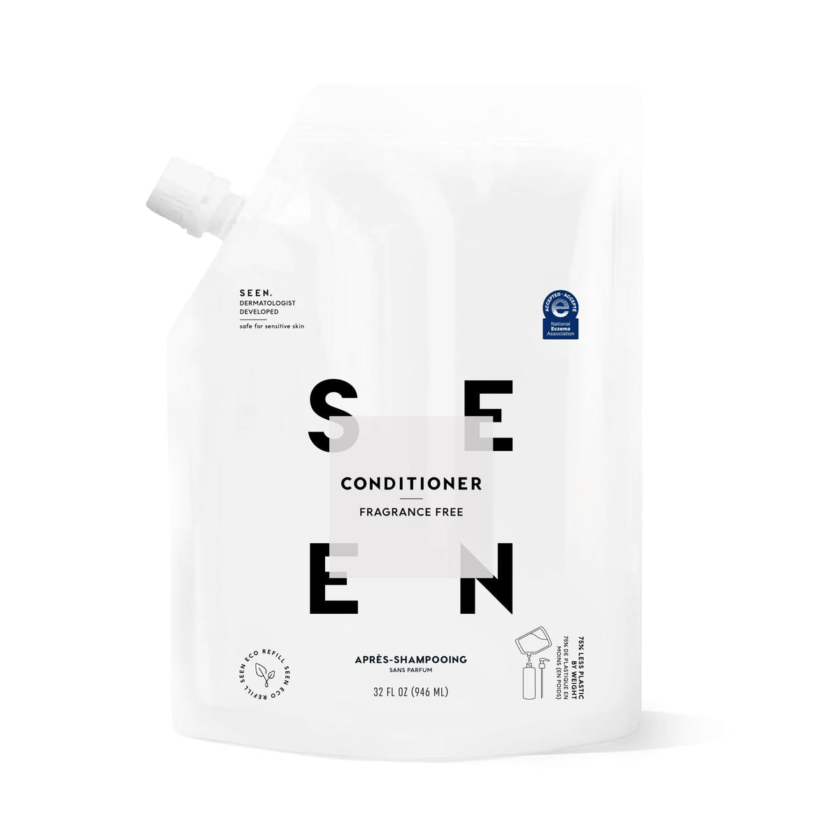 SEEN Conditioner, Fragrance Free - Non-Comedogenic Hair Conditioner - Dermatologist-Developed - Safe for Sensitive, Eczema & Acne Prone Skin