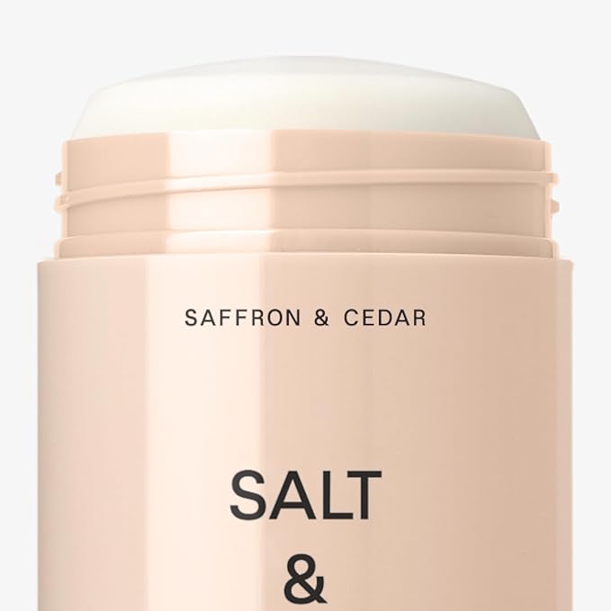 Salt & Stone Aluminum Free Deodorant | Extra Strength 48 Hour Protection for Women & Men | Made with Seaweed Extracts, Niacinamide & Prebiotics | Saffron & Cedar