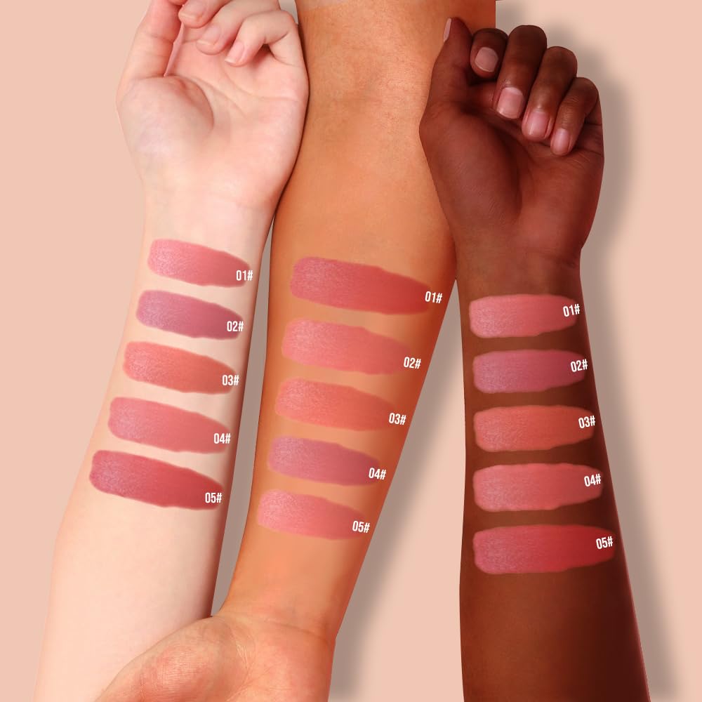 Hxssll Matte Lip Stain – High Pigment Non-Transfer Matte Liquid Lipstick, Long-Lasting Waterproof Smudge-Proof Lip Color, Lightweight Comfortable Velvet Finish Lip Tint 02#（5PCS）