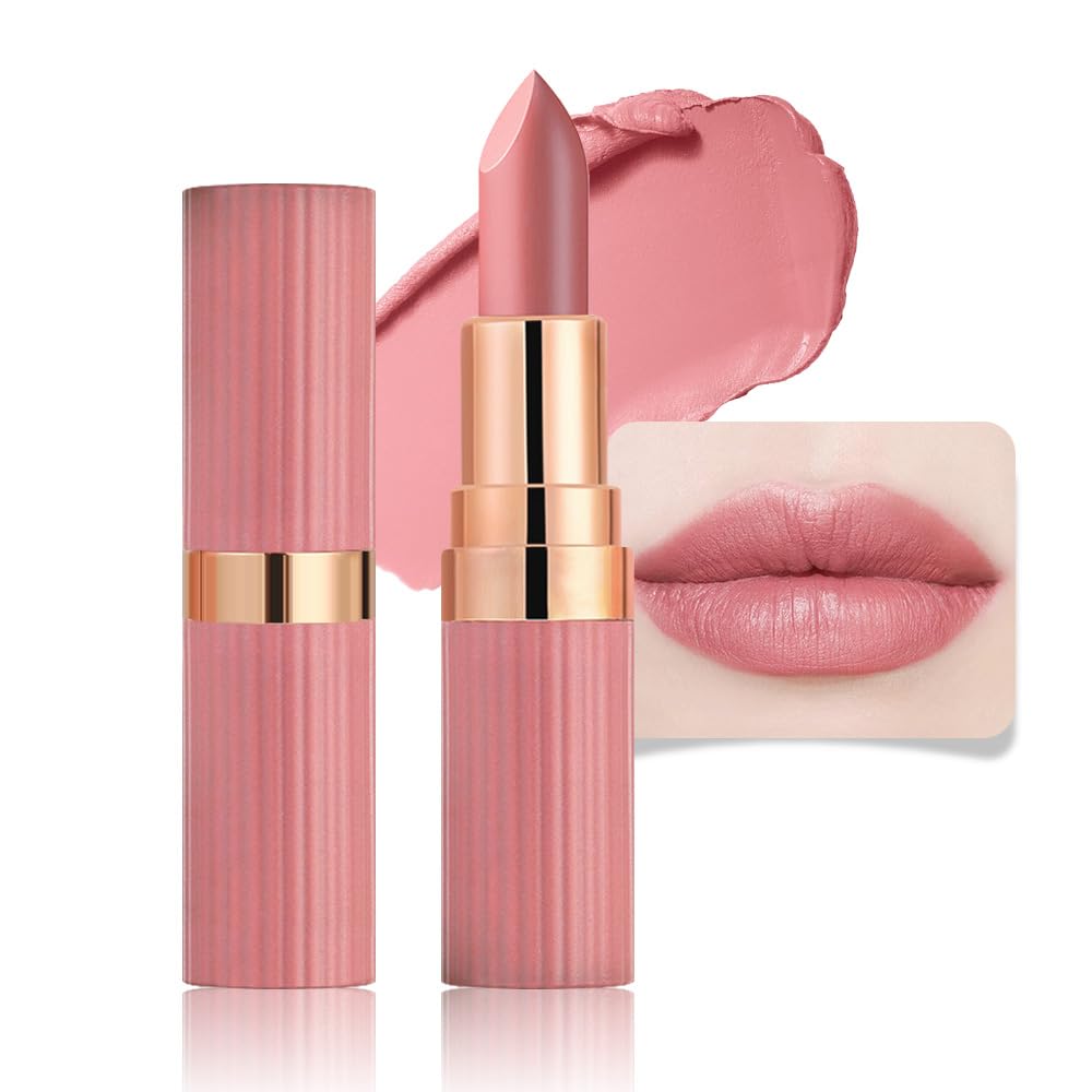 CAKAILA Nude Lip Stick,Matte Cream Lipstick Set for Women,Long Lasting Waterproof Smudge Proof Velvet lipsticks Crayon,Lip Makeup Kit Travel Size,Vegan & Cruelty-free (Pack of 1)