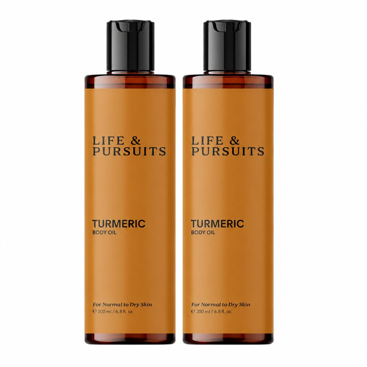 Life & Pursuits Turmeric Body Oil for Dry Skin 6.8 Fl Oz X 2 | Lightweight Daily Body Oil with Turmeric, Squalane & Vitamin E | Deeply Nourishes, Softens & Moisturizes | Fast-Absorbing Massage Oil
