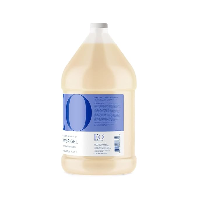 EO Shower Gel Refill, 1 Gallon, French Lavender, body wash made with Essential Oils for Men and Women