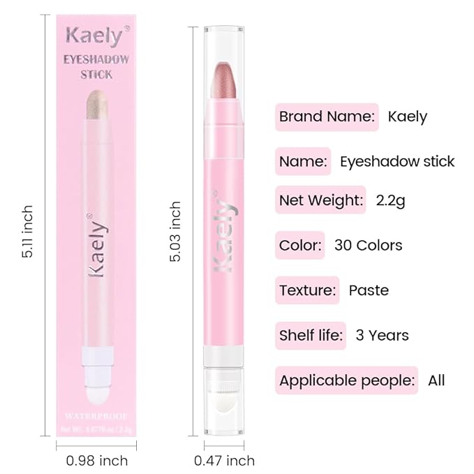 evpct 2Pcs Cream Eye Shadow Brightener Sticks Set for Eyes Waterproof, Champagne & Rose Gold Shimmer Cream Eyeshadow Applicator Stick Long Lasting Pigmented Eye Makeup sombras en crema para ojos 17+37