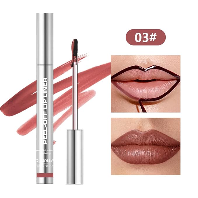 BANGFENG 4Pcs Peel Off Lip Liner Stain Set - Long-Lasting, Smudge-Proof, Waterproof Nude Matte Lip Tint, Non-Fading Peel Off Lip Color, Effortless Precision & Full Coverage, 24H Color Hold