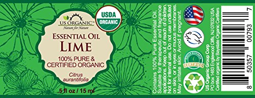 US Organic Lime Essential Oil - Certified Organic, Steam Distilled - W/Euro droppers (More Size Variations Available) (15 ml /.5 fl oz)