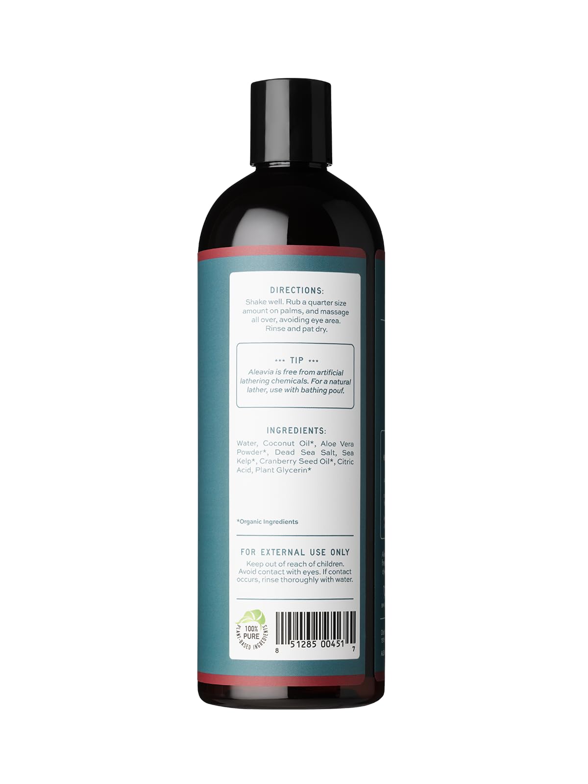 Aleavia Body Cleanse – Organic & All-Natural Prebiotic Body Wash with Pure Essential Oils – Cranberry Scent – Nourish Your Skin Microbiome – 16 Oz.