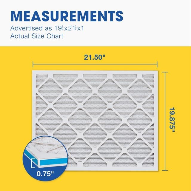 Aerostar 19 7/8x21 1/2x1 MERV 8 High Efficiency Pleated Air Filter, 12-Pack, Electrostatic AC Furnace HVAC Replacement, Captures Dust Pollen Pet Dander Mold Lint (19.875x21.5x0.75)